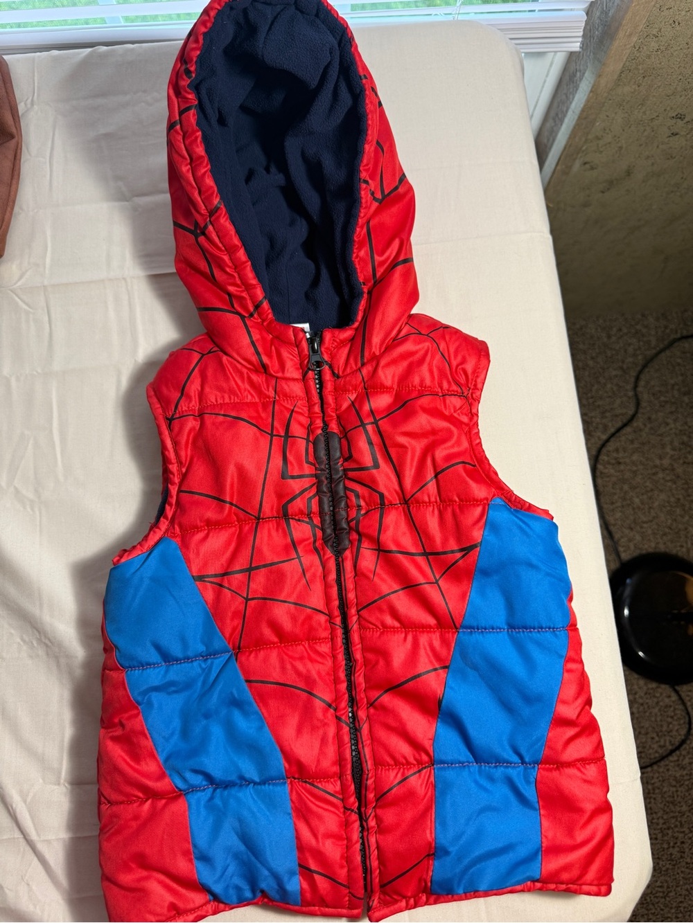 Marvel Spider-Man Red and Blue Hooded Puffer Vest
